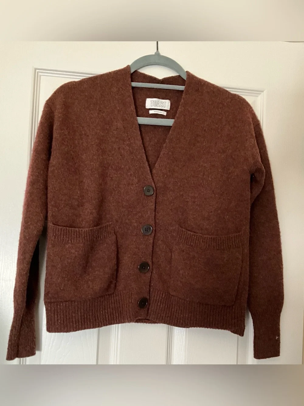 Toast Ffion Wool Cashmere Boxy Cardigan Sweater Pecan Brown Sz XXS - Picture 6 of 9
